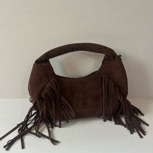 Dark Brown Suede Fringe Purse